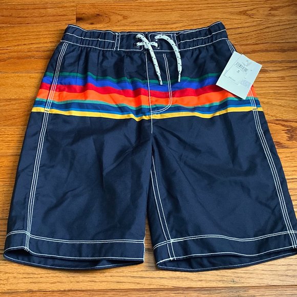 Gap ❤️ Kid's Boy's Navy Rainbow Drawstrings Shorts Size Medium (NWT) - Picture 1 of 6